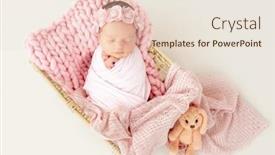  Presentation with sleeping baby - Beautiful slide set featuring newborn baby girl sleeping sweetly in the basket backdrop and a lemonade colored foreground