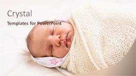  Presentation with baby sleeping - Audience pleasing PPT theme consisting of newborn baby girl sleeping wrapped in white blanket tiny white bumps on the nose chin and cheeks are milia backdrop and a cream colored foreground