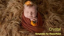  Presentation with newborn baby - PPT theme featuring newborn-baby-girl-swaddled and a tawny brown colored foreground