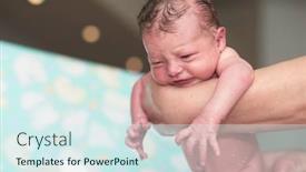  Presentation with baby bath - Presentation design consisting of newborn-baby-girl-taking background and a sky blue colored foreground
