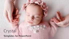  Presentation with infant care - Presentation featuring newborn-baby-girl-wearing-flower background and a lemonade colored foreground