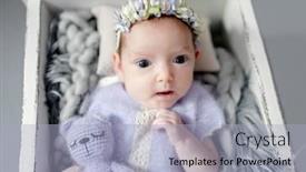  Presentation with newborn baby - Presentation design with newborn-baby-girl-wearing-knitted background and a light blue colored foreground
