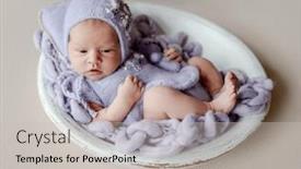  Presentation with baby color - PPT theme enhanced with newborn-baby-girl-wearing-knitted background and a light gray colored foreground