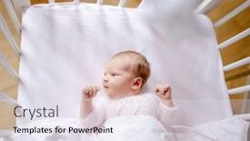  Presentation with infant - PPT theme featuring newborn-baby-girl-wearing-knitted background and a sky blue colored foreground