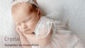  Presentation with infant - Presentation theme featuring newborn-baby-girl-wearing-wreath background and a soft green colored foreground