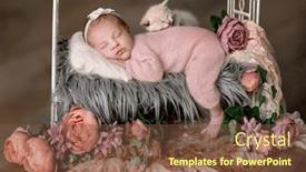  Presentation with baby sleeping - Slide set having newborn-baby-girl and a tawny brown colored foreground