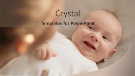  Presentation with mama - Slides with newborn-baby-happy-to-looking background and a coral colored foreground