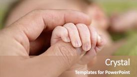  Presentation with baby foot newborn and family - Presentation theme enhanced with newborn baby holds the hand background and a coral colored foreground