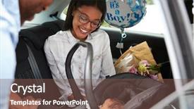  Presentation with new parents at home baby - Slide set enhanced with newborn baby home in car background and a tawny brown colored foreground