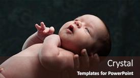  Presentation with newborn baby - PPT theme enhanced with newborn-baby-in-arms background and a tawny brown colored foreground