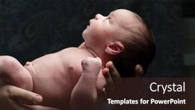 Presentation with newborn baby - Cool new slide deck with newborn-baby-in-arms backdrop and a tawny brown colored foreground