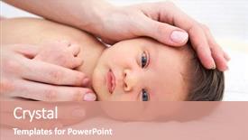  Presentation with newborn baby - Beautiful presentation featuring newborn baby in careful mother backdrop and a coral colored foreground