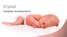  Presentation with baby diapers - Presentation theme featuring newborn baby in diapers sucking on her fingers background and a white colored foreground