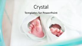  Presentation with newborn baby hospital - Slides with newborn baby in hospital background and a sky blue colored foreground