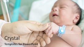  Presentation with newborn baby hospital - Theme featuring newborn baby in hospital background and a coral colored foreground