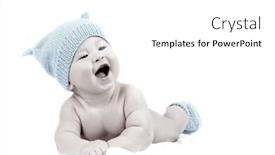  Presentation with newborn - Presentation having newborn baby in the hat isolater on the white background background and a white colored foreground