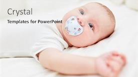  Presentation with newborn baby - Presentation theme featuring newborn baby lies on his back with a pacifier in his mouth background and a white colored foreground