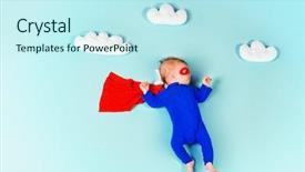  Presentation with super hero - Cool new slide set with newborn baby little super hero backdrop and a cool aqua colored foreground