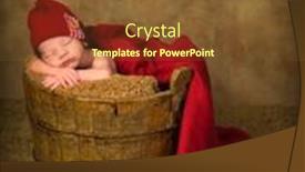  Presentation with baby sleeping - Slide deck enhanced with newborn baby of mixed race sleeping in an antique wooden bucket background and a tawny brown colored foreground