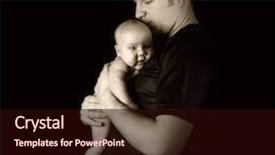  Presentation with newborn baby - PPT theme having newborn baby on the fathers background and a wine colored foreground