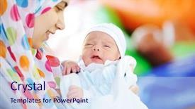  Presentation with mom baby - Slides featuring newborn baby several day background and a sky blue colored foreground