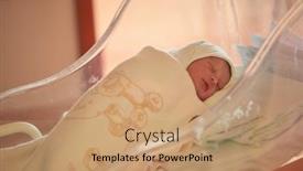  Presentation with newborn baby hospital - Theme having newborn-baby-sleeping-in-bed background and a coral colored foreground