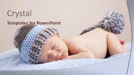  Presentation with baby sleeping - Cool new PPT layouts with newborn baby sleeping on blue blanket backdrop and a lemonade colored foreground