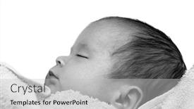  Presentation with sleeping baby - Slides with newborn baby sleeping under blanket background and a light gray colored foreground