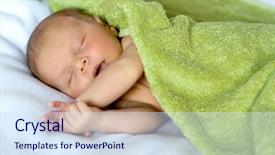  Presentation with baby sleeping - Cool new slides with newborn baby sleeping in a soft green blanket backdrop and a sky blue colored foreground