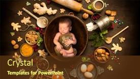  Presentation with baby christmas - Beautiful presentation design featuring newborn-baby-sleeping backdrop and a tawny brown colored foreground