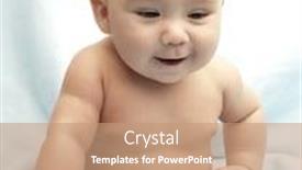  Presentation with baby smile - Colorful slides enhanced with newborn baby smile on a blue cotton background backdrop and a coral colored foreground