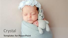  Presentation with newborn baby - PPT theme enhanced with newborn-baby-swaddled-in-fabric background and a light gray colored foreground