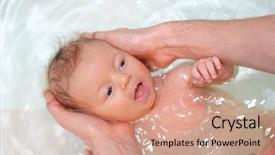  Presentation with newborn baby - Presentation consisting of newborn baby swimming in bath background and a coral colored foreground