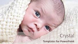 Presentation with newborn - Colorful slides enhanced with newborn baby taken closeup covered in blanket backdrop and a lemonade colored foreground