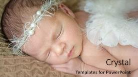  Presentation with angel baby - Colorful PPT layouts enhanced with newborn baby with angel wings backdrop and a coral colored foreground