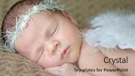  Presentation with angel baby - Presentation theme consisting of newborn baby with angel wings background and a coral colored foreground