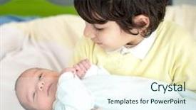  Presentation with newborn baby - PPT layouts with newborn baby with bigger brother background and a  colored foreground