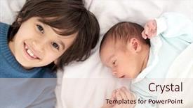  Presentation with newborn baby - Colorful slide deck enhanced with newborn baby with bigger brother backdrop and a  colored foreground