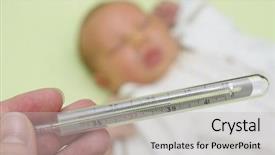  Presentation with newborn - Theme having child infection - newborn baby with flu background and a light gray colored foreground
