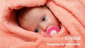  Presentation with newborn baby - Audience pleasing slide deck consisting of newborn baby with soother in peachey blanket backdrop and a coral colored foreground