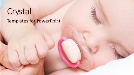  Presentation with sleeping baby - Presentation theme with newborn beautiful baby sleeping closeup background and a lemonade colored foreground