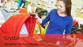  Presentation with pregnant woman in hospital - Theme featuring newborn carriage at baby background and a red colored foreground