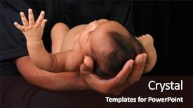  Presentation with mom and newborn - PPT layouts consisting of newborn in her fathers hands background and a wine colored foreground