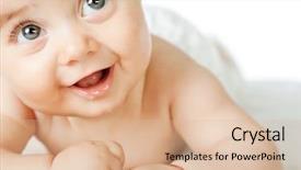  Presentation with newborn baby - Slides enhanced with newborn infant - close-up of sweet little baby background and a lemonade colored foreground