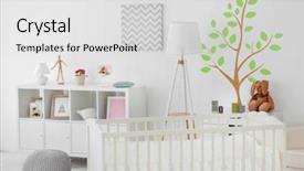  Presentation with baby - Colorful slide set enhanced with newborn nursery - interior of modern baby room backdrop and a light gray colored foreground