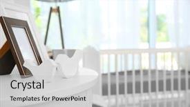  Presentation with birds - Beautiful presentation featuring newborn nursery - table with frames and decorative backdrop and a light gray colored foreground