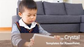  Presentation with using digital tablet - Presentation design consisting of newborn screening - asian baby boy using digital background and a coral colored foreground