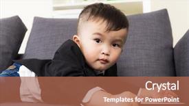  Presentation with tablet - Colorful slide set enhanced with newborn screening - asian kid using tablet backdrop and a coral colored foreground