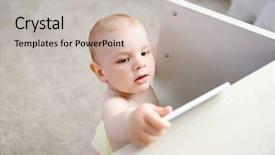  Presentation with doctor taking care of baby - Beautiful slides featuring newborn screening - baby boy taking smartphone backdrop and a soft green colored foreground