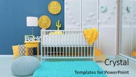  Presentation with newborn baby - Amazing PPT theme having newborn screening - beautiful interior of baby room backdrop and a  colored foreground
